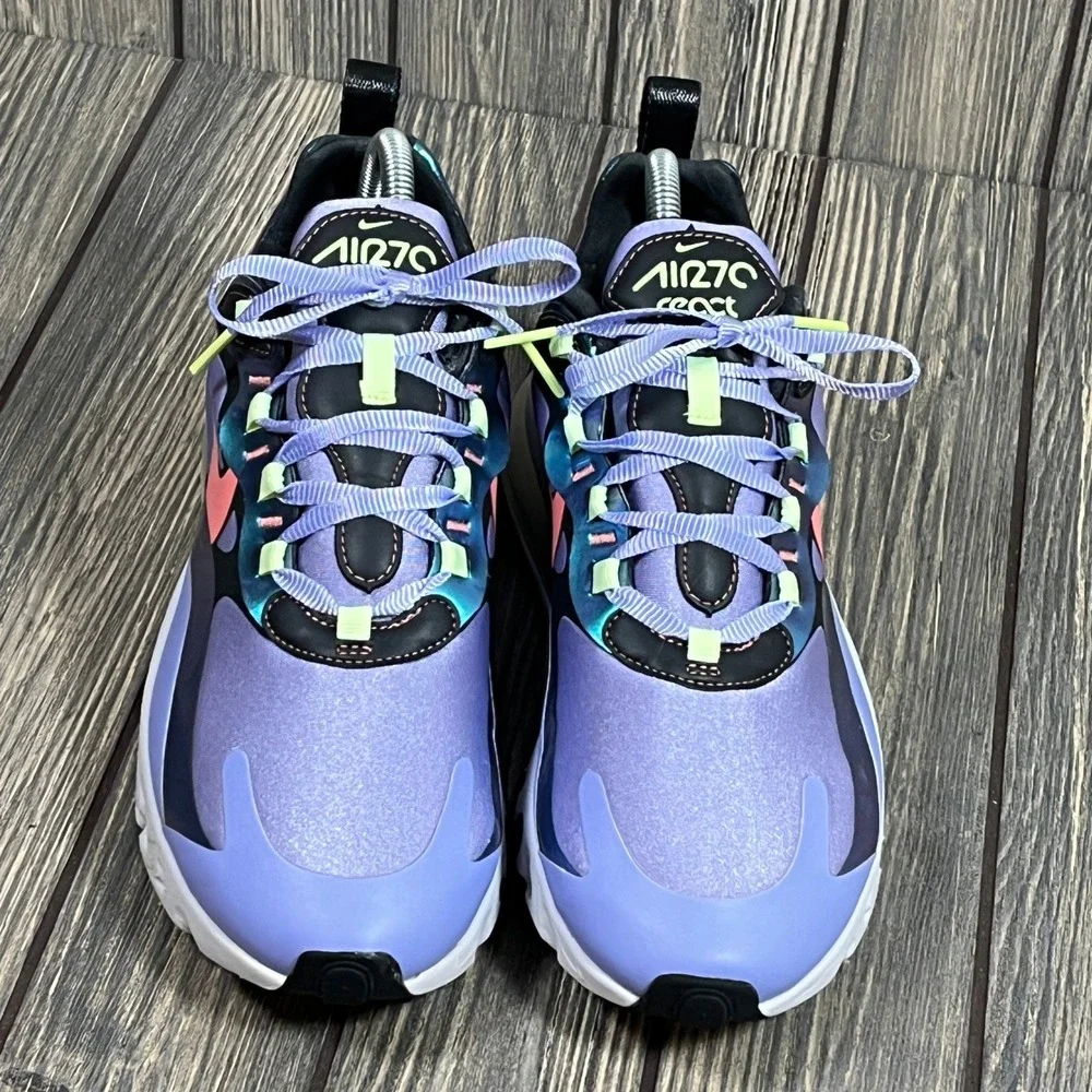 Nike Air Max 270 React Women Size 9 Purple Iridescent CU4818-001 Sneaker Running